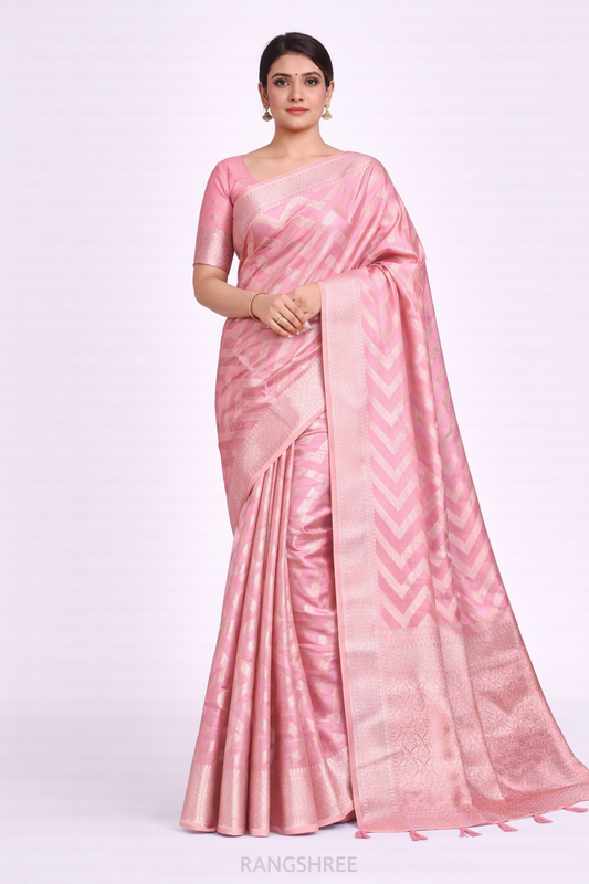 Premium Soft Organza Silk Banarasi Saree with Archival Intricate Weaving & Unique Butta – Superior Quality | Rangshree