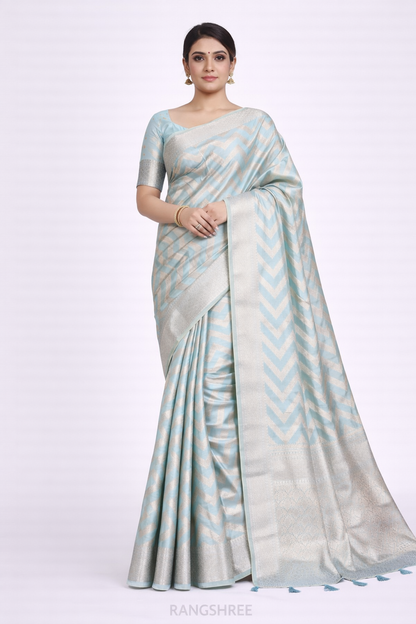Premium Soft Organza Silk Banarasi Saree with Archival Intricate Weaving & Unique Butta – Superior Quality | Rangshree