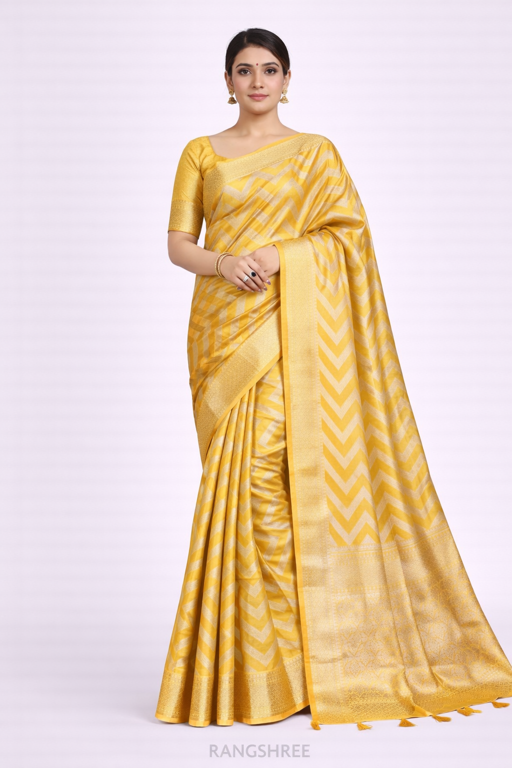 Premium Soft Organza Silk Banarasi Saree with Archival Intricate Weaving & Unique Butta – Superior Quality | Rangshree