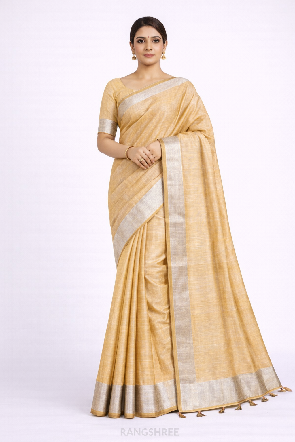Handwoven Banarasi Jacquard Saree with Silver Border