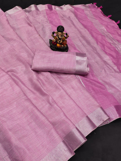 Handwoven Banarasi Jacquard Saree with Silver Border