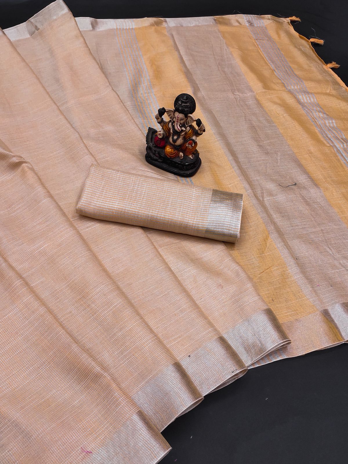 Handwoven Banarasi Jacquard Saree with Silver Border