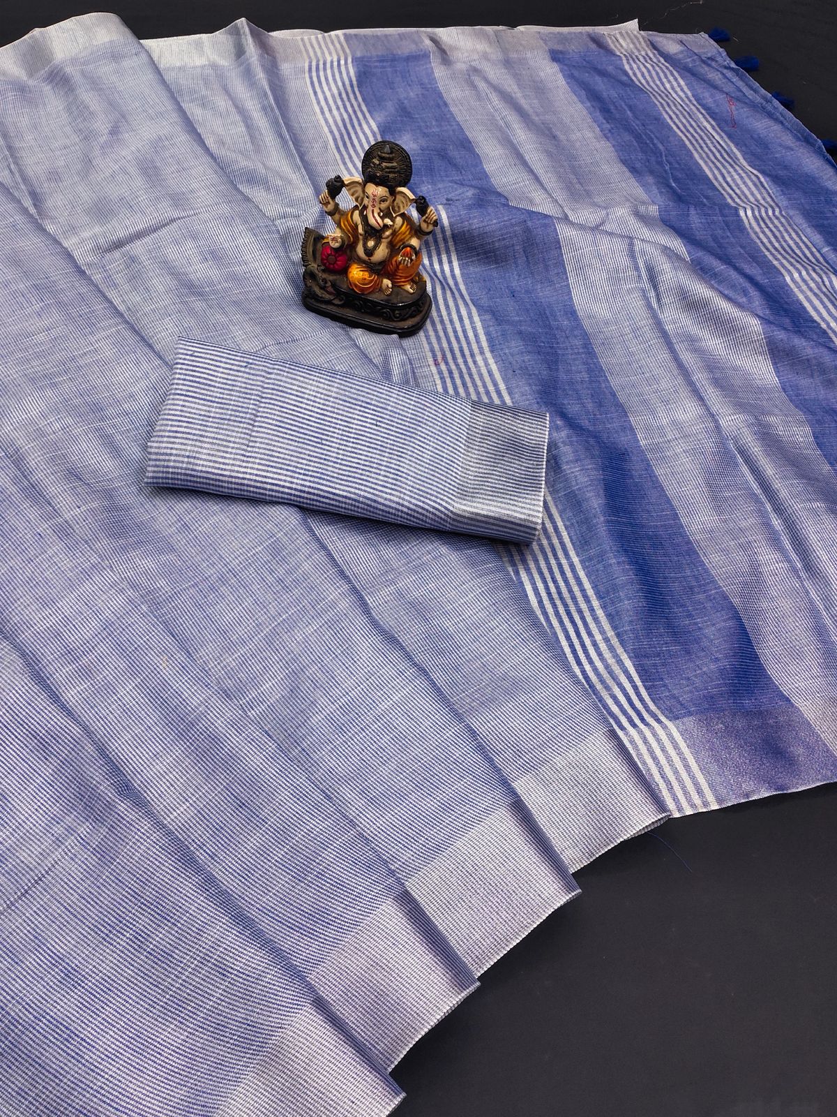 Handwoven Banarasi Jacquard Saree with Silver Border